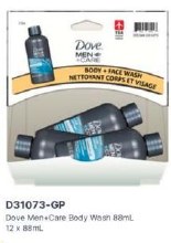 Gravity Pack - Dove Men+Care Body & Face Wash - 88mL - 12/BOX (06009)