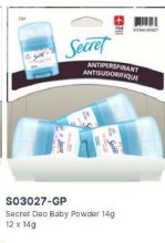 Gravity Pack - Secret Antiperspirant Baby Powder - 14g - 12/BOX (03027)