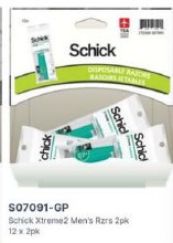 Gravity Pack - Schick Xtreme2 Men's Razors - 2pk - 12/BOX (07091)