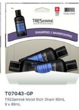 Gravity Pack - TRESemmÃ© Moisture Rich Shampoo - 89mL - 9/BOX (07043)