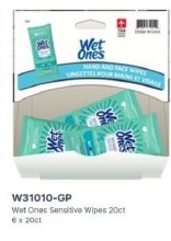 Gravity Pack - Wet Ones Sensitive Skin Hand & Face Wipes - 20ct - 6/BOX (31010)