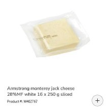 Armstrong Monterey Jack Cheese Slices 28% - 16 x 250g (402767)