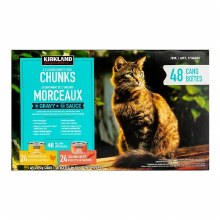 KS Chunks in Gravy, Canned Cat Food Variety Pack, 48 x 85g (95291)