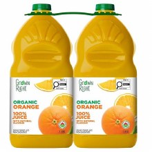 Grown Right Organic Orange Juice, 2 x 1.89 L (35220)