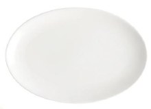 Plate, 30.6x20.6cm / 12x8", oval, coupe, vitrified high alumina porcelain, white, Foundation (5 year limited no chip warranty) - DOZEN