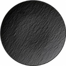 The Rock Black Shale Flat Coupe Plate, 6.2" 6/BX