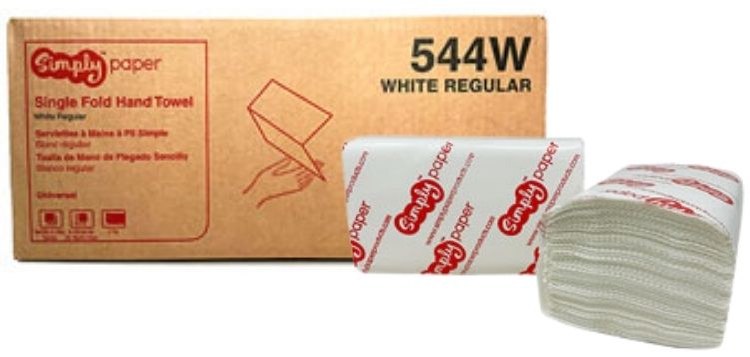 544W SIMPLY PAPER SINGLEFOLD TOWEL - WHITE - 250 SHEETS X 16 PKG