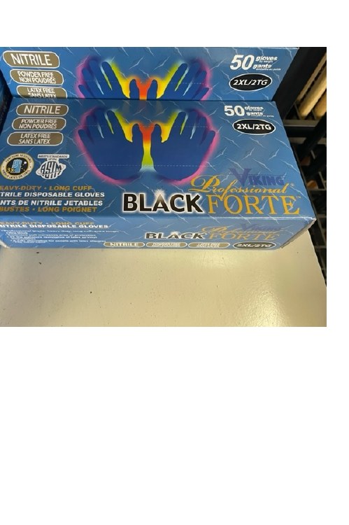 VIKING PRO BLACK FORTE 8MIL BLUE POWDER FREE NITRILE GLOVES 50/BOX - XXL
