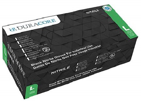 DURACORE BLACK XXLARGE PF NITRILE GLOVES - (100/BOX)