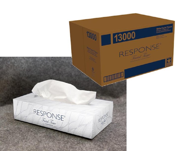 #13000 RESPONSE FLAT BOX FACIAL TISSUE 2 PLY (100 SH/BOX, 30 BX/CS)