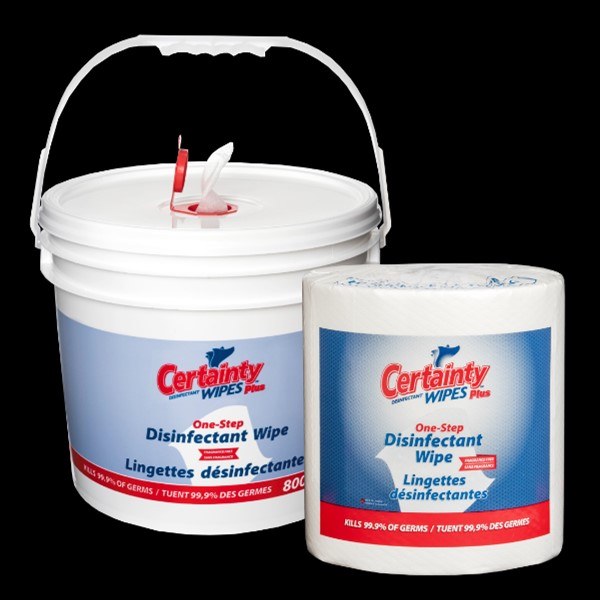 CERTAINTY PLUS DISINFECTANT WIPES - 800 WIPES + BUCKET DISPENSER
