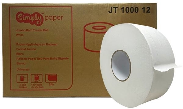 JT100012 SIMPLY PAPER 2 PLY JUMBO T.TISSUE - 1000' x 12 ROLLS