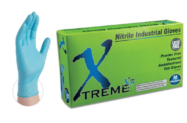 X3 BLUE LARGE  PF NITRILE GLOVES - (100/BOX)