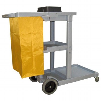 GREY JANITOR CART W/YELLOW BAG