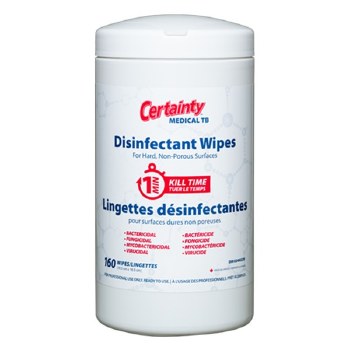 96160 CERTAINTY MEDICAL TB DISINFECTANT WIPES - 160/TUB