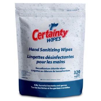 CERTAINTY HAND SANITIZING WIPES POUCH - 320/PKG