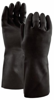 BLACK RUBBER GLOVES - XL (PAIR)