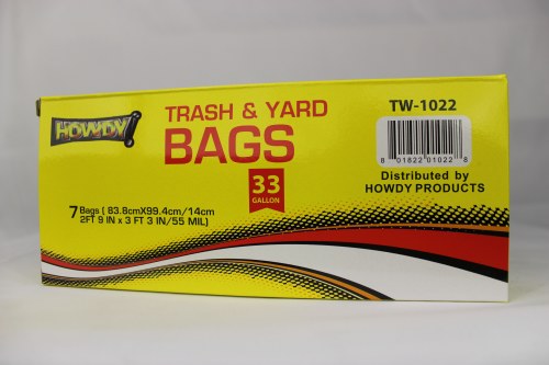 HOWDY 33GALLON TRASH & YARD BAGS 7CT BOX
