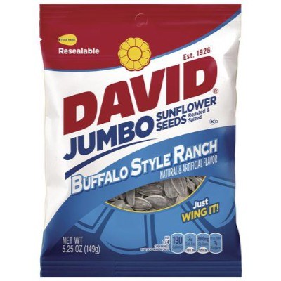 DAVID 5.25OZ JUMBO BUFFALO RANCH SUNFLOWER SEEDS EACH