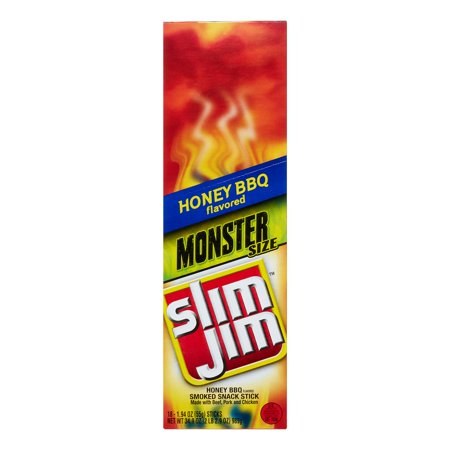 SLIM JIM 1.94OZ MONSTER SIZE HONEY BBQ 18CT BOX
