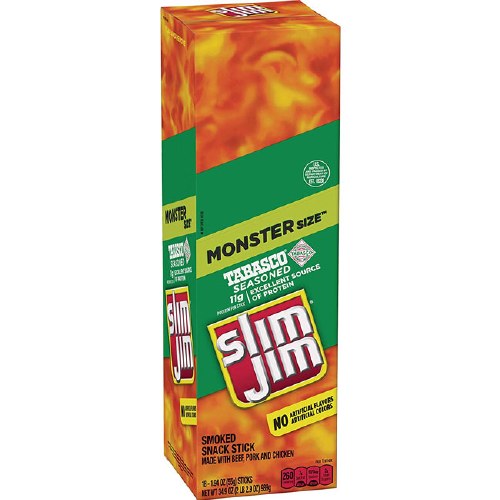 SLIM JIM 1.94OZ MONSTER SIZE TABASCO 18CT BOX