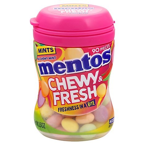 MENTOS 3.5OZ CHEWY FRESH MIXED FRUIT 90CT BOX