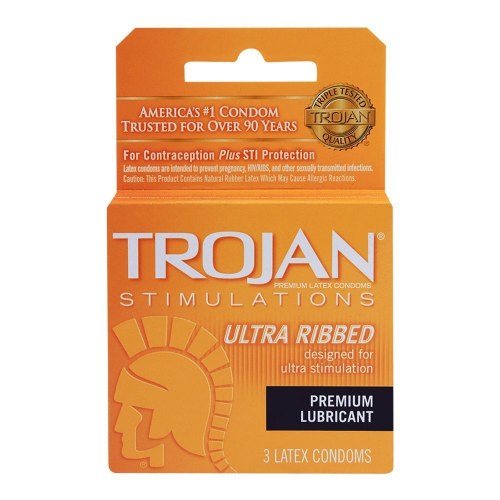 TROJAN 3PK ULTRA RIBBED PREMIUM LUBRICANT BOX