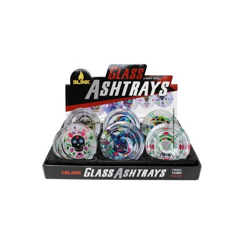 ASHTRAY GLASS MIX DESIGN 6CT BOX