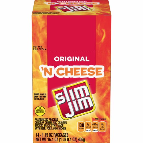 SLIM JIM 1.15OZ ORIGINAL& CHEESE 14CT BOX
