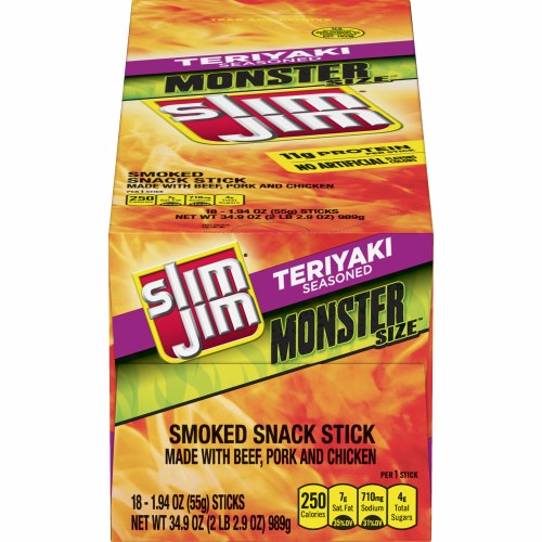 SLIM JIM 1.94OZ MONSTER TERIYAKI SEASONED 18CT BOX