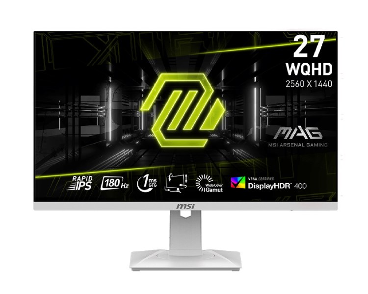 Ex Display: MSI Optix MAG274QRFW 27inch Rapid IPS 180Hz Gaming Monitor, 2560x1440, 1ms Tilt, Swivel, Pivot, Height/Adjust, VESA