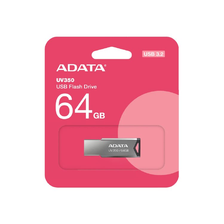 ADATA 64GB UV350 BLACK FLASH DRIVE USB 3.2 - AUV350-64G-RBK