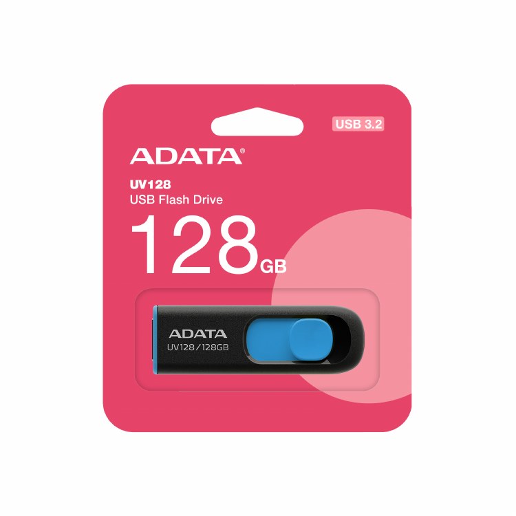 ADATA UV128 128GB - USB-A 3.2 Gen 1, Black/Blue - AUV128-128G-RBE