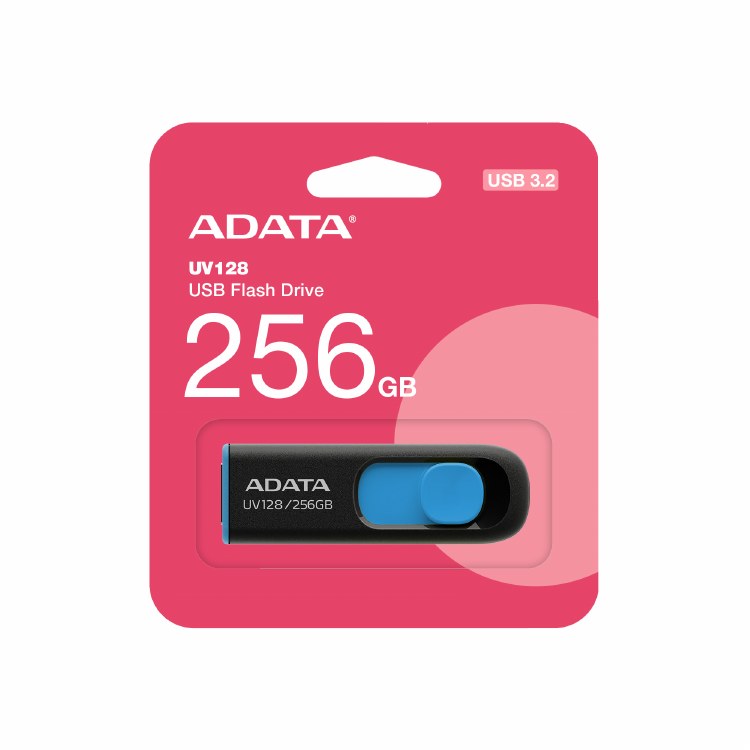 ADATA UV128 256GB - USB-A 3.2 Gen 1, Black/Blue - AUV128-256G-RBE
