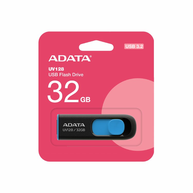 ADATA UV128 32GB - USB-A 3.2 Gen 1, Black/Blue - AUV128-32G-RBE