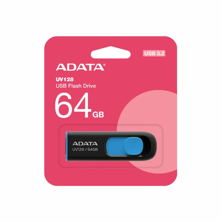 ADATA UV128 64GB - USB-A 3.2 Gen 1, Black/Blue - AUV128-64G-RBE