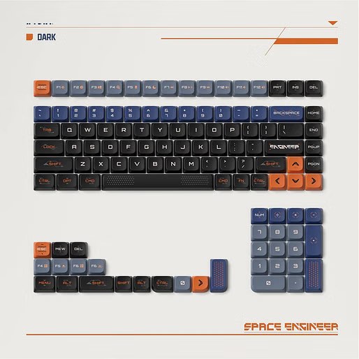 NuPhy x Keytok Low-Profile Space Engineer nSA Dye-sub PBT Keycaps (Dark)