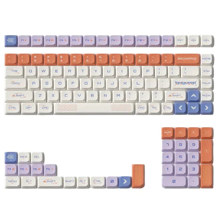 NuPhy x Keytok Low-Profile Space Engineer nSA Dye-sub PBT Keycaps (Bright)