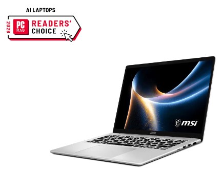 MSI Modern 14S AI+ G3MG-012AU Urban Silver 14" 16:10 FHD+ (1920 x 1200) OLED, Intel Arc Graphics Intel Core Ultra 7 355 DDR5 16GB 512GB NVMe PCIe Gen4x4 SSD Windows 11 Home, 60Whr 1 Year Wty