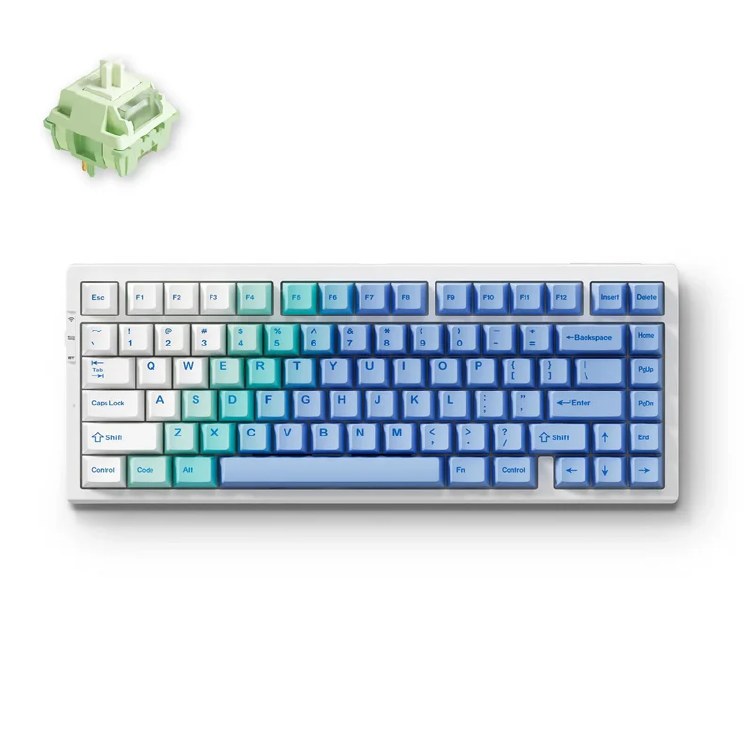 MCHOSE G75 Pro Tri-mode Gasket Structure Gaming Mechanical Keyboard, Arctic Snow, Matcha Latte Switch,KBMCG7512