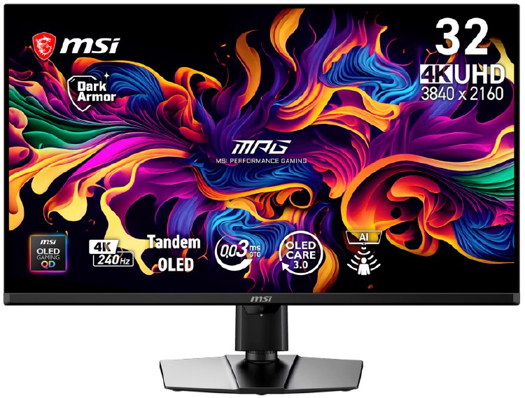 EX-DISPLAY: MSI MPG 322UR QD-OLED X24 - 31.5" QD-OLED, 3840 x 2160 UHD, 240Hz, 0.03ms, G-Sync Compatible/AMD FreeSync Premium Pro