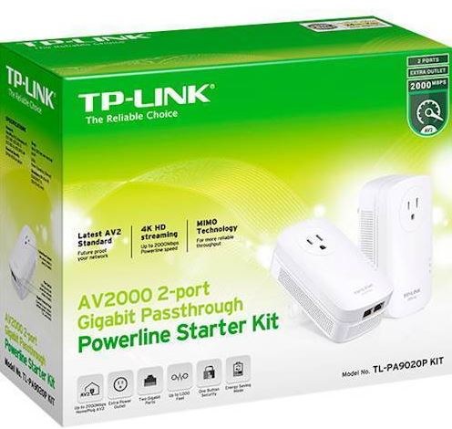TP-LINK PA9020P AV2000 2-Port Gigabit Passthrough Powerline Starter Kit - TL-PA9020PKIT