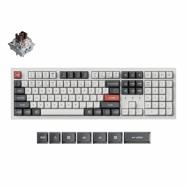 Keychron K10 Ultra 8K - Standard Profile, Wired and Wireless, Hot-Swappable, Keychron Apex Brown Switch, White - KBKCK10UP3