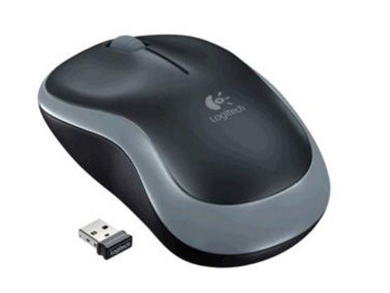 Logitech M185 GREY WIRELESS MOUSE - 12-month Battery Life. Plug & play wireless. Hybrid, sculpted shape. Nano receiver with Nano storage. 3-year limited hardware warranty