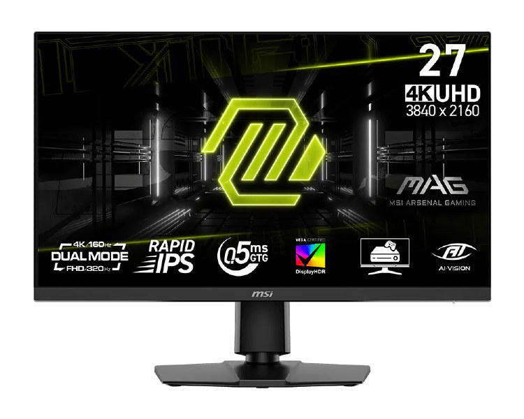 MSI MAG 272URDF E16 - 27" Rapid IPS, 3840 x 2160 UHD (Normal Mode)/1920 x 1080 FHD (Dual Mode), 160Hz (Normal Mode)/320Hz (Dual Mode), 0.5ms, AMD FreeSync Premium