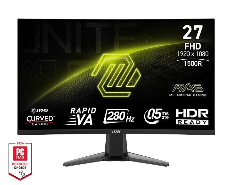 MSI MAG 276CXF - 27" Rapid VA, 1920 x 1080 FHD, 280Hz, 0.5ms, Adaptive-Sync