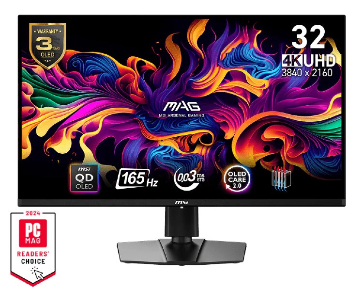 EX-DISPLAY: MSI MAG 321UP QD-OLED - 31.5" QD-OLED, 3840 x 2160 UHD, 165Hz, 0.03ms, AMD FreeSync Premium Pro