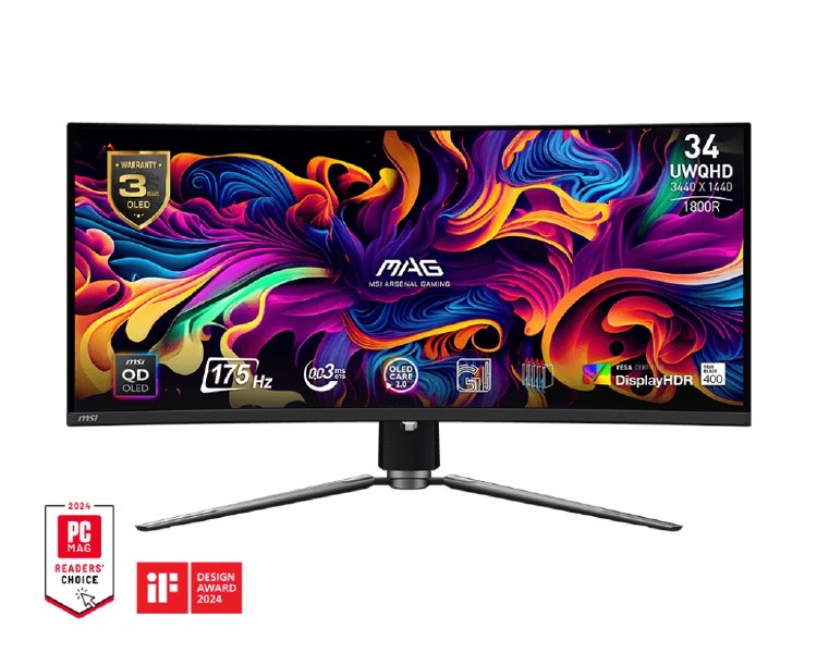 EX-DISPLAY: MSI MAG 341CQP QD-OLED - 34" QD-OLED, 3440 x 1440 UWQHD, 175Hz, 0.03ms, AMD FreeSync Premium Pro