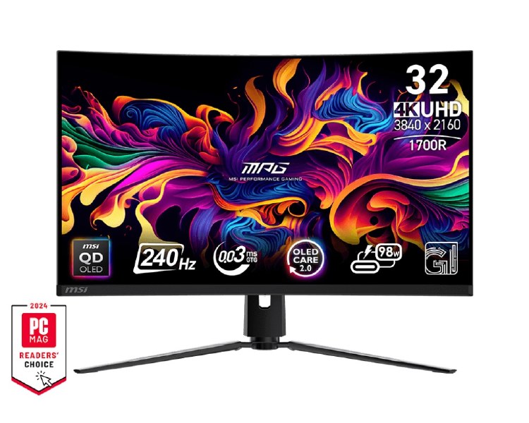MSI MPG 321CURX QD-OLED - 31.5" QD-OLED, 3840 x 2160 UHD, 240Hz, 0.03ms, Adaptive-Sync