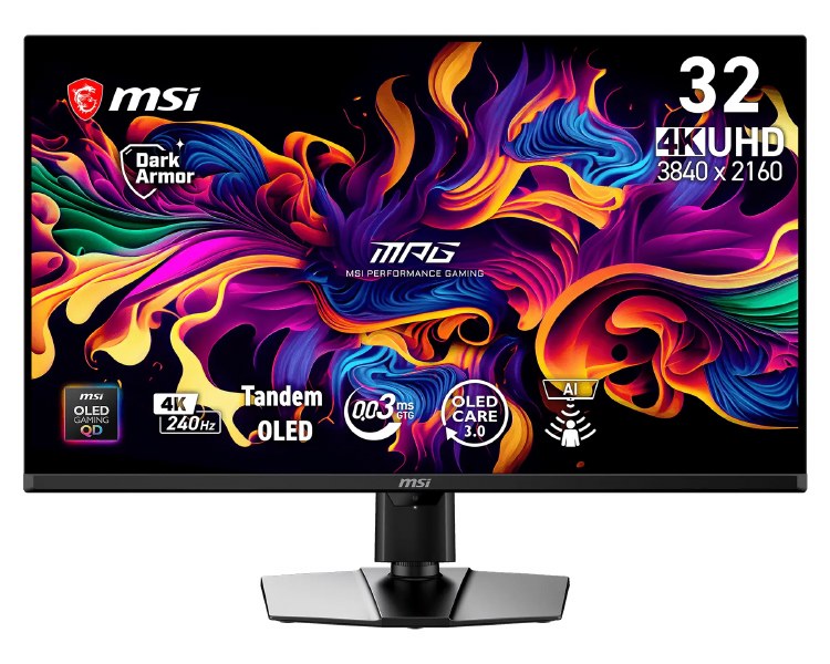 MSI MPG 322UR QD-OLED X24 - 31.5"4K QD-OLED, 3840 x 2160 UHD, 240Hz, 0.03ms, Adaptive-Sync